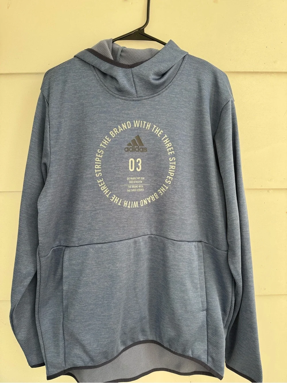 adidas Men's Heather Blue Pullover Hoodie with Chest Graphic